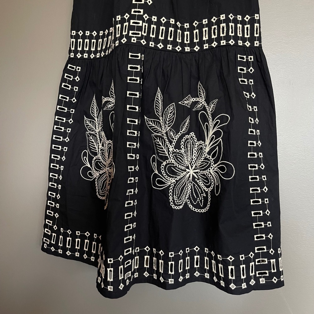 NWT Rails Fawn Dress XXS Black Ivory Embroidered Floral Cotton Tiered Maxi Chic - Picture 9 of 16